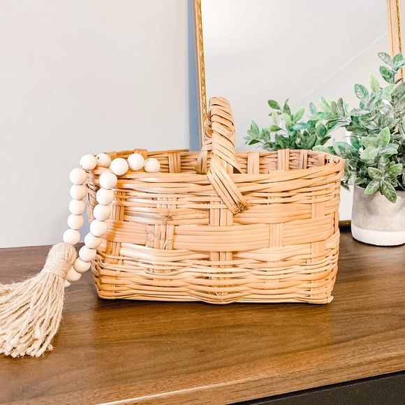 Vintage Boho Wicker Rattan Picnic Basket - Picture 3 of 9